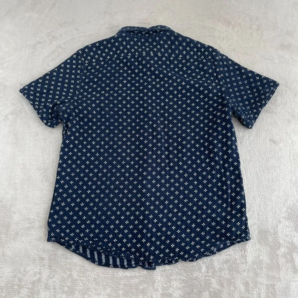 Banana Republic Shirt Men Large Navy Blue Geometric‎ Double Layer Slim Fit